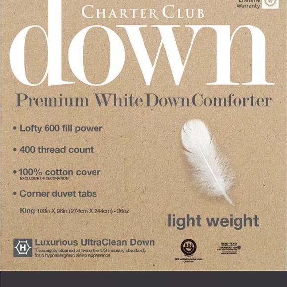NIP Charter Club - White Down Lightweight Comforter, King - Picture 2 of 11